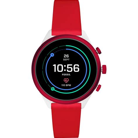 fossil sport smartwatch 41mm red silicone